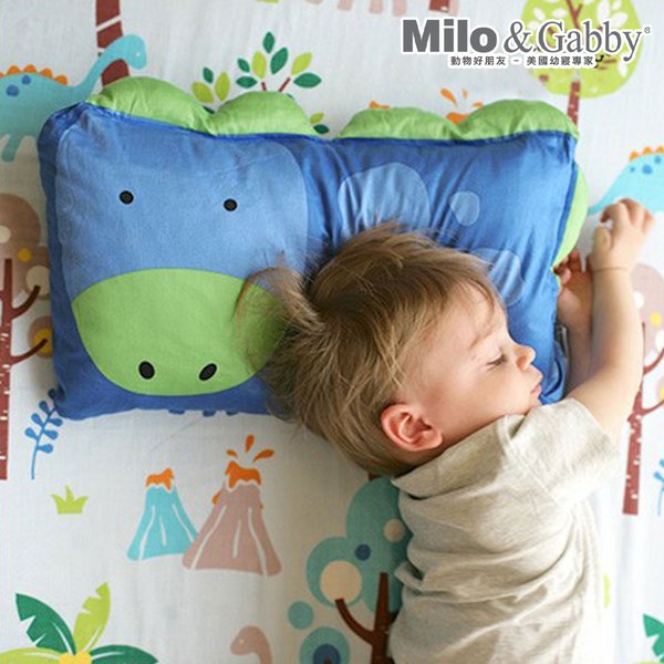 Milo & Gabby 動物好朋友-超細纖維防蹣抗菌mini枕心+枕套組(Dylan恐龍)