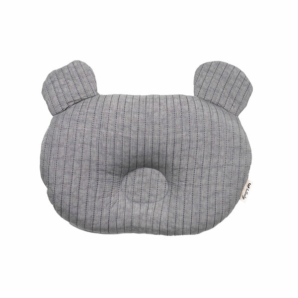 【韓國 lolbaby】3D立體純棉造型嬰兒枕_熊熊(灰)