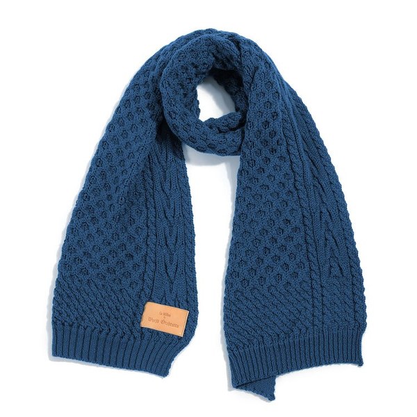 La Millou波蘭 Merino羊毛針織圍巾(40x180cm)｜美麗諾軍藍