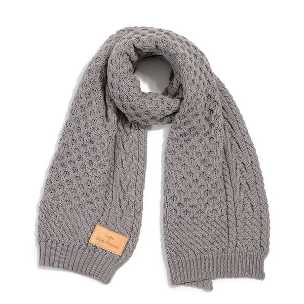 La Millou波蘭 Merino羊毛針織圍巾(40x180cm)｜美麗諾鐵灰