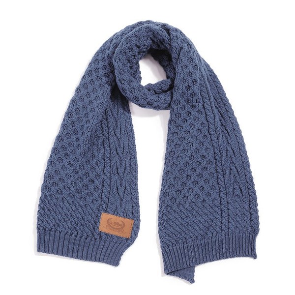 La Millou波蘭 Merino羊毛針織圍巾(40x180cm)｜美麗諾靛藍
