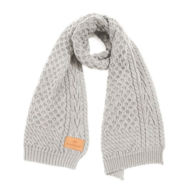 La Millou波蘭 Merino羊毛針織圍巾(40x180cm)｜美麗諾裸灰