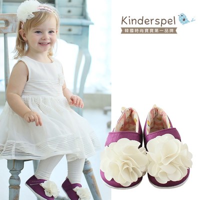 Kinderspel韓國 輕柔細緻．棉花糖休閒學步鞋(花朵)｜紫紅蛋苞花