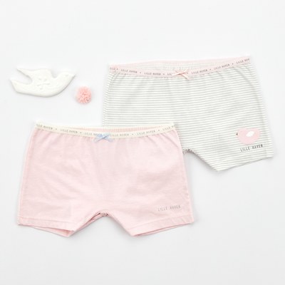 LILLE HAVEN韓國 SUPIMA耐洗系列100%純棉四角內褲兩件組(3~8y)｜Riel粉嫩女孩