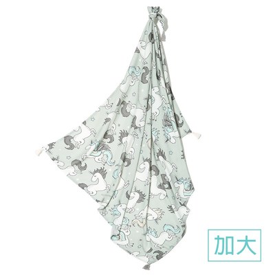La Millou 抗菌包巾-竹纖涼感巾(加大)_140x110cm-童話獨角獸(綠底)