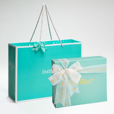 Gift DollBao 緞帶彌月禮盒(大)+送禮手提袋含蝴蝶結綁飾(大)