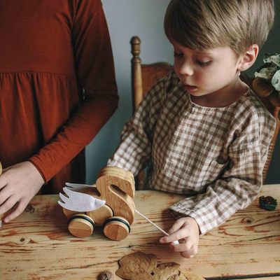 Kinderfeets美國 木製互動小玩具牽繩玩具系列｜搖擺天鵝