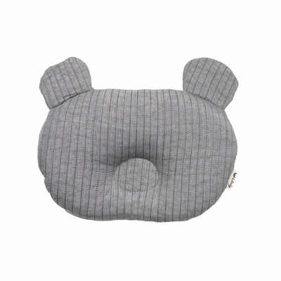 lolbaby韓國 3D立體純棉造型嬰兒枕｜熊熊(灰)
