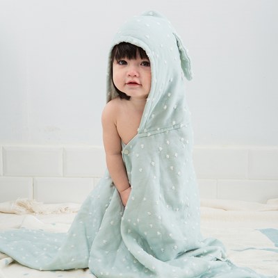Gift DollBao いまばり日本今治毛巾系列-連帽浴巾60x120cm(經典泡泡)_雙面寶寶紗布巾