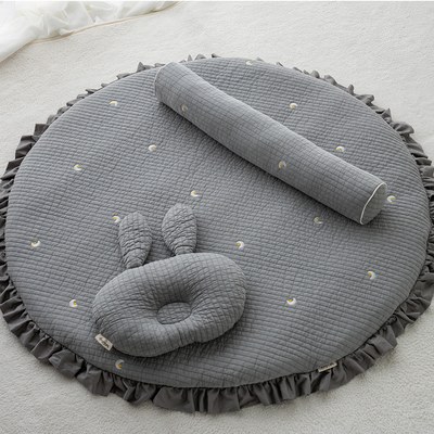lolbaby韓國 3D立體純棉造型嬰兒枕｜兔兔(灰)