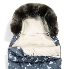 La Millou波蘭 Aspen防水空氣時尚保暖推車睡袋｜丘比特之箭(藍底)｜舒柔純白