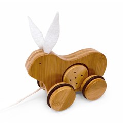 Kinderfeets美國 木製互動小玩具牽繩玩具系列｜搖擺兔兔