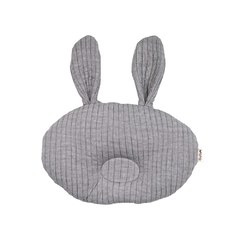 【韓國 lolbaby】3D立體純棉造型嬰兒枕(兔兔)-灰
