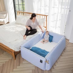 IGx人氣網紅Kimy分享-gunite落地式沙發嬰兒陪睡床屋頂組_防摔安撫0-6歲(丹麥藍)