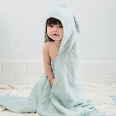 Gift DollBao いまばり日本今治毛巾系列-連帽浴巾60x120cm(經典泡泡)_雙面寶寶紗布巾