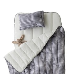 【韓國 lolbaby】超細纖維午睡毯枕墊3件組(格紋灰)