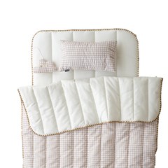 lolbaby韓國 超細纖維午睡毯枕墊3件組｜格紋米